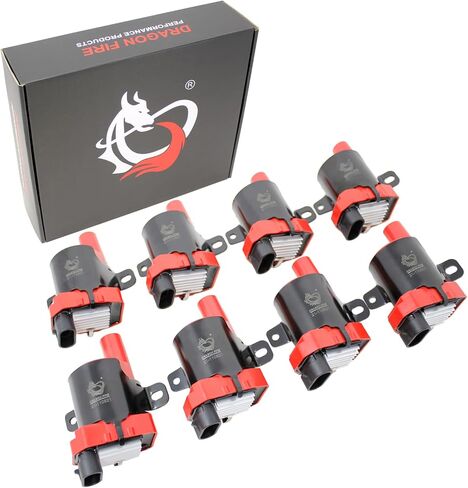 DRAGON FIRE PERFORMANCE 8pc Ignition Coil Power Pack Compatible with Silverado Tahoe Suburban Express Sierra Savana Yukon Escalade V8 1999-2007 REPLACES D585 19005218 BSC1208 UF262 OEM Fit C262-DFx8 in Saudi Arabia