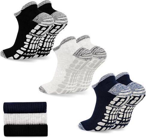 GRPSKCOS Mens Grip Socks 3 Pairs Non Slip Socks for Mens Pilates Yoga Hospital House Sock Size 6-14 in Kuwait