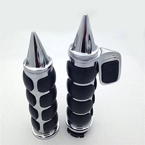 سبايك Xkmt-Chromed 1 "قبضة اليد المطاطية مع رئيس الخانق المحيط متوافق مع سوزوكي الدخيل LC 1500 Boulevard C90 Volusia 800 Boulevard C50 Marauder 800 Boulevard M50 [B019DKIHWA] in Saudi Arabia