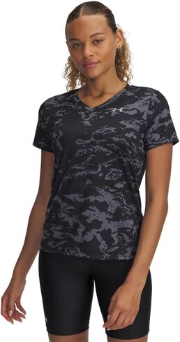 Under Armor Woman's Verocity Print Short Sleeve V Neck Tirt in Saudi Arabia