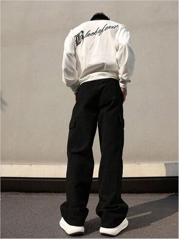 Men's Cross Graphic Baggy Cargo Pants Drawstring Waist Wide Leg Sweatpants Streetwear in Saudi Arabia