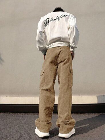 Men's Cross Graphic Baggy Cargo Pants Drawstring Waist Wide Leg Sweatpants Streetwear in Saudi Arabia