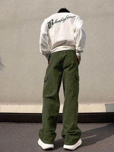 Men's Cross Graphic Baggy Cargo Pants Drawstring Waist Wide Leg Sweatpants Streetwear in Saudi Arabia