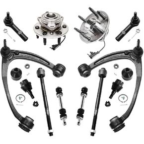 Detroit Axle - Front 12pc Suspension Kit for 4WD Cadillac Chevy GMC Silverado Sierra 1500, 2 Upper Control Arms 2 Wheel Bearing Hubs 2 Lower Ball Joints 2 Sway Bars 4 Outer & Inner Tie Rods Replacemen in Saudi Arabia