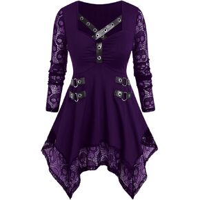 ROSE GAL Womens Plus Size Tunic Tops Fall Casual Long Sleeve T-Shirt Goth Shirt V Neck Loose Blouses Swing Tunic in Kuwait