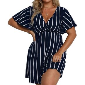 Shejize Women's Plus Size Wrap Dress بالإضافة إلى فستان الصيف الحجم in Kuwait