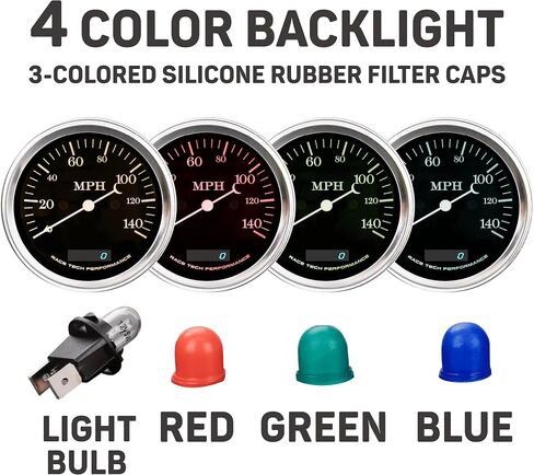 6 Gauge Cluster Kit 0-90 Ohm Vintage Electrical White Dial 4 Color 140 MPH GPS Speedometer 8000 PRM Tachometer Signal Filter Volt Fuel Level Water Temp Oil Pressure Car Automotive Gauge Set in Kuwait