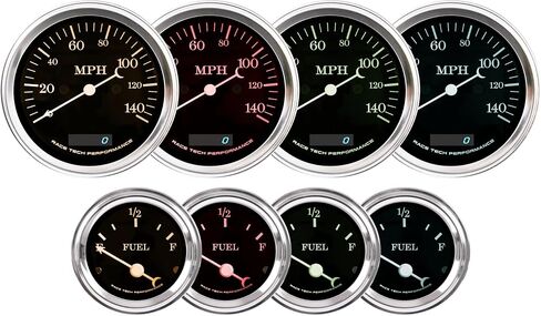 6 Gauge Cluster Kit 0-90 Ohm Vintage Electrical White Dial 4 Color 140 MPH GPS Speedometer 8000 PRM Tachometer Signal Filter Volt Fuel Level Water Temp Oil Pressure Car Automotive Gauge Set in Kuwait