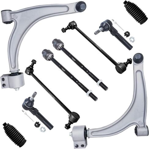 Detroit Axle - Front End 10pc Suspension Kit for 2004-2012 Chevrolet Malibu, 2005-2010 Pontiac G6, 2007-2009 Saturn Aura 2 Lower Control Arms 4 Outer Inner Tie Rods 2 Sway Bars 2 Boots Replacement in Saudi Arabia