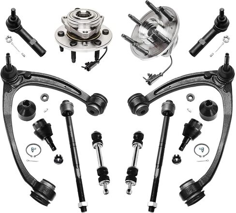 Detroit Axle - Arbront 12pc Kit for 4WD Cadillac Chevy GMC Silverado Sierra 1500 ، 2 Upper Control Arms 2 Wheel Bearing Hubs 2 Lower Ball Points 2 Sway Bars 4 in Saudi Arabia