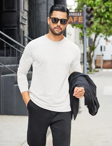 COOFANDY Mens Long Sleeve T Shirts Crew Neck Casual Basic Tee Shirt Lightweight Pullover Shirts in Saudi Arabia