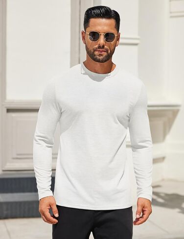 COOFANDY Mens Long Sleeve T Shirts Crew Neck Casual Basic Tee Shirt Lightweight Pullover Shirts in Saudi Arabia