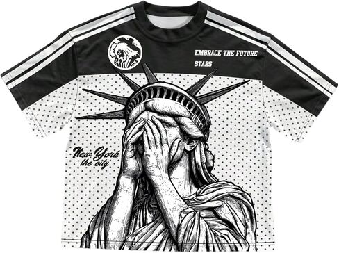 GORGLITTER Men's Short Sleeve Y2k Graphic Tees Streetwear Vintage Figure Art Print Aesthetic Casual Crewneck T-Shirt in Saudi Arabia