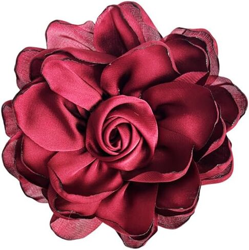 Large Red Rose Flower Brooches Pins for Women Dainty Satin Fabric Brooches Big Camellia Flower Brooch Wedding Party Clothing Pin Accessory Jewelry in Saudi Arabia