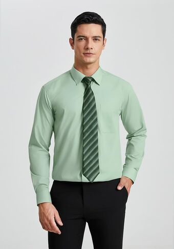 Enlision Mens Dress Shirts Long Sleeve Button Down Shirt for Men Regular Fit Business Casual Shirt and Tie Sets for Wedding in Saudi Arabia
