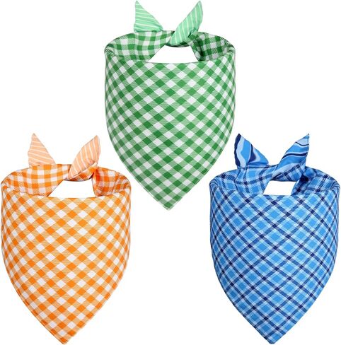 Christmas Dog Bandanas Small 2PCS, 4 Pattern Holiday Plaid Scarf for Boy and Girl, Triangle Reversible Bibs Breed for Puppy Pets in Kuwait