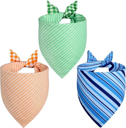 Christmas Dog Bandanas Small 2PCS, 4 Pattern Holiday Plaid Scarf for Boy and Girl, Triangle Reversible Bibs Breed for Puppy Pets in Kuwait