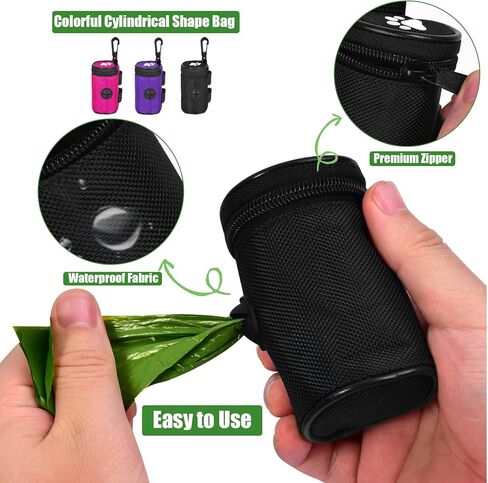 Dog Poop Bag Dispenser for Leash Accessory, 2 Packs (Black), 16 Rolls, Hand Free Holder & Bag, Fits Dog Leash, Animal Waste in Kuwait
