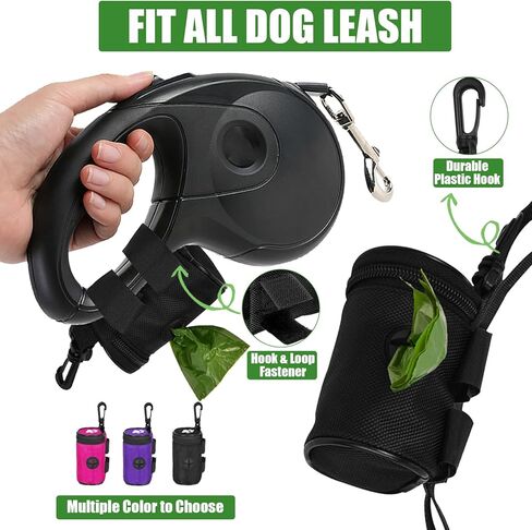 Dog Poop Bag Dispenser for Leash Accessory, 2 Packs (Black), 16 Rolls, Hand Free Holder & Bag, Fits Dog Leash, Animal Waste in Kuwait