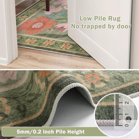 Beeiva Floral Washable 8x10 Area Rugs for Living Room, Washable Rugs 8x10 for Bedroom Indoor, Large Soft Low Pile Carpet for Office Playroom Kids Dining Room,Green in Kuwait