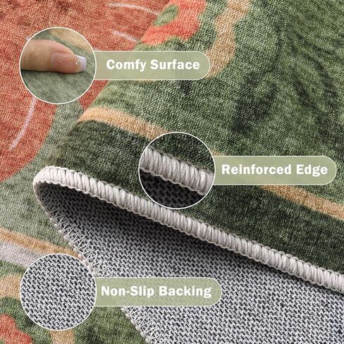 Beeiva Floral Washable 8x10 Area Rugs for Living Room, Washable Rugs 8x10 for Bedroom Indoor, Large Soft Low Pile Carpet for Office Playroom Kids Dining Room,Green in Kuwait