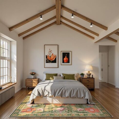 Beeiva Floral Washable 8x10 Area Rugs for Living Room, Washable Rugs 8x10 for Bedroom Indoor, Large Soft Low Pile Carpet for Office Playroom Kids Dining Room,Green in Kuwait