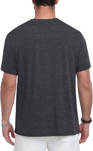 Men's Henley Shirts Casual Short Sleeve Button T-Shirt with Pocket in Saudi Arabia