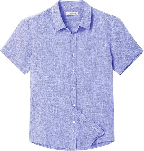 Men's Short Sleeve Button Down Shirt Cuban Collar Anti-Wrinkle Shirt Casual Summer Beach Shirt in Saudi Arabia