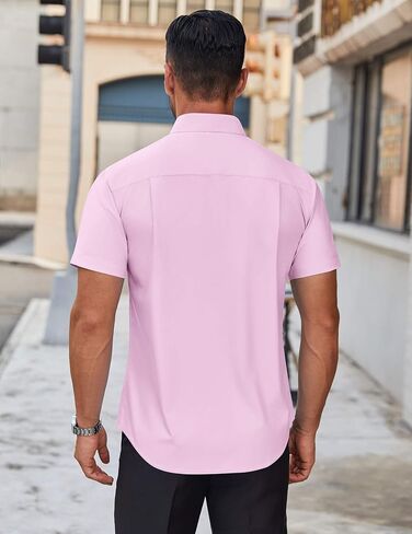 COOFANDY Mens Short Sleeve Dress Shirts Wrinkle Free Casual Button Down Shirts Summer Untucked Dress Shirt in Saudi Arabia