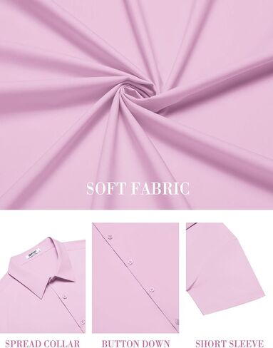 COOFANDY Mens Short Sleeve Dress Shirts Wrinkle Free Casual Button Down Shirts Summer Untucked Dress Shirt in Saudi Arabia