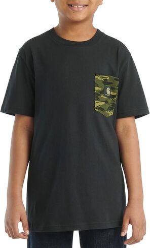 Carhartt Big Boys Camo Pocket T-Shirt, Caviar Black - Youth Large (14/16). in Saudi Arabia