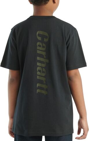 Carhartt Big Boys Camo Pocket T-Shirt, Caviar Black - Youth Large (14/16). in Saudi Arabia