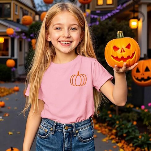 Kid Boys Girls Halloween Terts Termbroidery Pumpkin Thirts Spooky Season Tees Stefits Short Sleeve Fall Tops in Kuwait