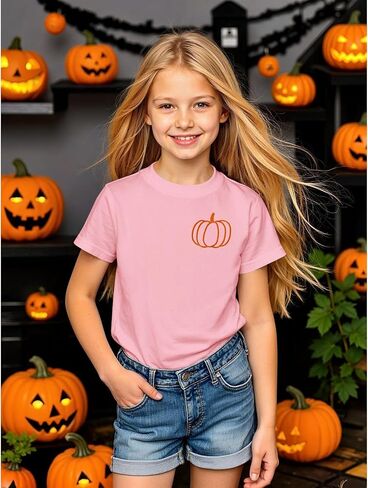 Kid Boys Girls Halloween Terts Termbroidery Pumpkin Thirts Spooky Season Tees Stefits Short Sleeve Fall Tops in Kuwait
