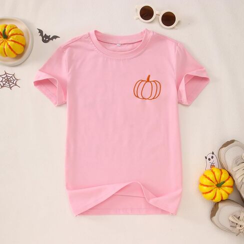 Kid Boys Girls Halloween Terts Termbroidery Pumpkin Thirts Spooky Season Tees Stefits Short Sleeve Fall Tops in Kuwait