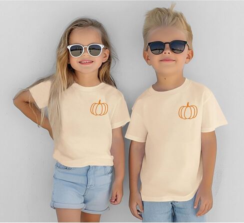 Kid Boys Girls Halloween Terts Termbroidery Pumpkin Thirts Spooky Season Tees Stefits Short Sleeve Fall Tops in Saudi Arabia