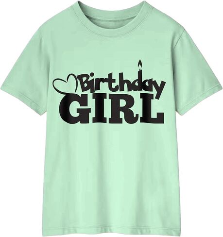 Birthday Girl with Heart Shirts 2 to 16 Years Old Cute Teen Girls Soft Cotton Top Tees in Kuwait