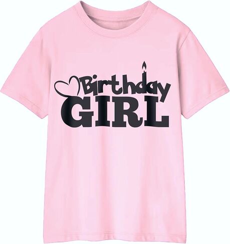 Birthday Girl with Heart Shirts 2 to 16 Years Old Cute Teen Girls Soft Cotton Top Tees in Kuwait