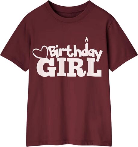 Birthday Girl with Heart Shirts 2 to 16 Years Old Cute Teen Girls Soft Cotton Top Tees in Kuwait