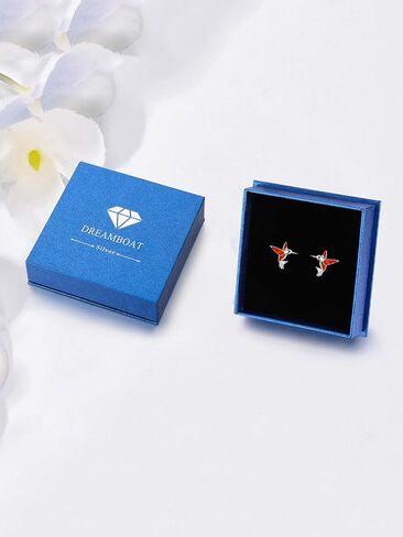 Dreamboat Hummingbird Bird Stud أقراط للنساء 925 الجنيه الفضية الفضية هدايا مجوهرات الطائر الطنان من أجل الأذن الحساسة in Kuwait
