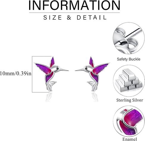 Dreamboat Hummingbird Bird Stud Earrings for Women 925 Sterling Silver Hypoallergenic Hummingbird Jewelry Gifts for Sensitive Ear in Saudi Arabia