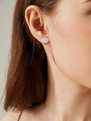 KINGWHYTE Daisy Flower Earrings S925 Sterling Silver Opal Studs Earrings Daisy Earrings Birthday Jewelry Gift for Women in Kuwait