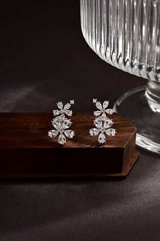 S925 Sterling Silver Sakura Daisy Cherry Blossom Studs Earrings Flowers Jewelry Gift for Women Ladies Wedding Birthday gift in Saudi Arabia