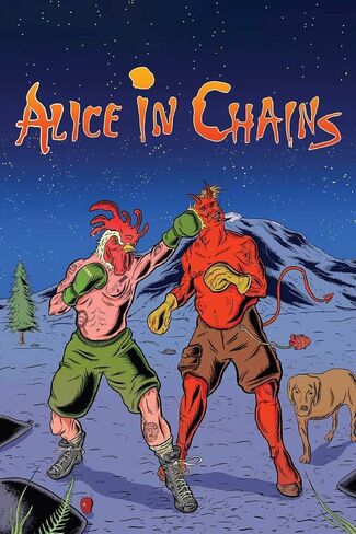 BUY ART FOR LESS Officially Licensed Alice In Chains Cartoon Boxing Rooster 24 x 36 Inch Art Poster - Decorative Print - Poster Paper - Ready to Frame in Saudi Arabia