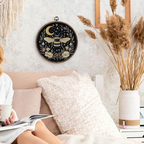 Kfxhangd Vintage Raven Crow Round Wall Art Framed ، Raven Botanical Wall Art ، Cottagecore Crow Canvas Wall Art Decor in Kuwait
