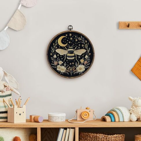 Kfxhangd Vintage Raven Crow Round Wall Art Framed ، Raven Botanical Wall Art ، Cottagecore Crow Canvas Wall Art Decor in Kuwait