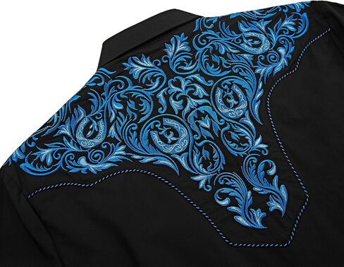 Men's Western Cowboy Shirt Embroidered Long Sleeve Casual Button Down Shirt in Saudi Arabia
