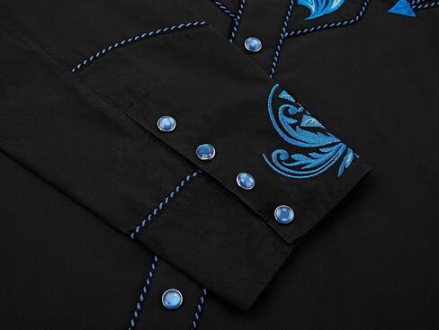 Men's Western Cowboy Shirt Embroidered Long Sleeve Casual Button Down Shirt in Saudi Arabia