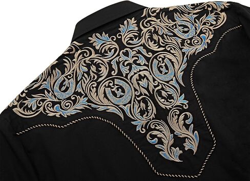 Men's Western Cowboy Shirt Embroidered Long Sleeve Casual Button Down Shirt in Saudi Arabia