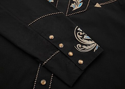 Men's Western Cowboy Shirt Embroidered Long Sleeve Casual Button Down Shirt in Saudi Arabia